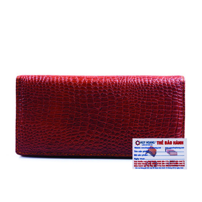  Bóp nữ da thật vân cá sấu Huy Hoàng 3 gấp vân nhỏ màu da, đen, nâu HT3105-06-07