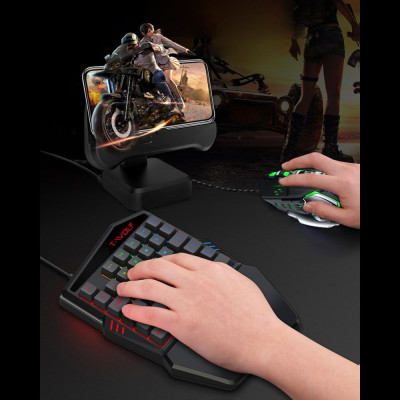 Bàn phím chơi game một tay có dây T-WOLF T17 35 Phím Đèn nền RGB đầy màu sắc thiết kế tiện dụng