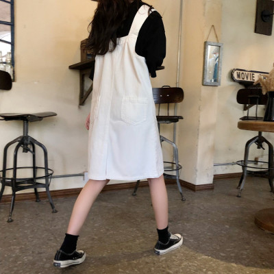 [CHẤT LƯỢNG_CÓ TẶNG QUÀ] Đầm yếm jean ngang gối đai bảng to cài nút, hàng xịn Quảng Châu cao cấp C155