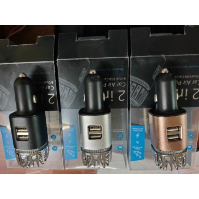 Máy lọc không khí xe hơi ô tô công nghệ ion âm USA lọc mùi khử khuẩn kèm 2 cổng sạc nhanh loại tốt mẫu mới