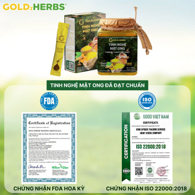 Hàng chính hãng - Tinh nghệ mật ong GoldzHerbs, 100% mật ong nguyên chất – Hũ 300g/ Hộp 15 gói x 10g