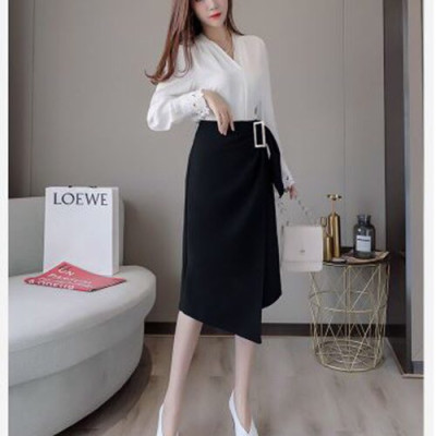 Chân váy công sở tà chéo phối khoen thon gọn bụng - dài qua gối, nhiều size và màu, form dáng chuẩn thích hợp mặc đi làm, đi tiệc