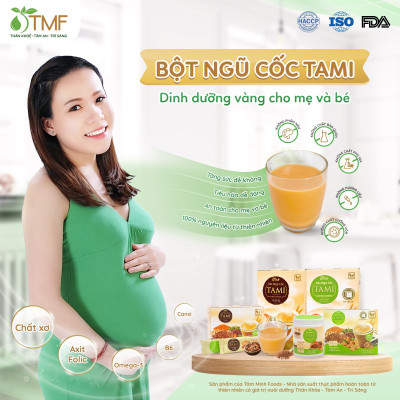 Bột ngũ cốc nảy mầm Tami ít ngọt 900g hộp 50 gói TÂM MINH FOODS