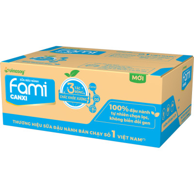 Thùng Sữa Đậu Nành Vinasoy Fami Canxi Nguyên vị (200ml x 40 Bịch)