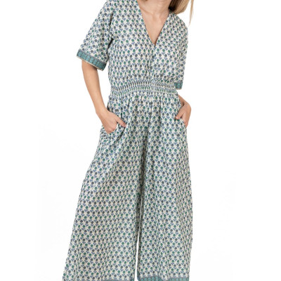 Jumpsuit Cổ V Kết Kim Loại Cotton Isla Bonita