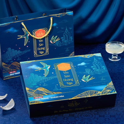 [CHÍNH HÃNG] Yến Sào Hoàng Kim - Hộp Quà Phúc Lộc Hòa Kim (50g Tổ Yến Sạch Loại 1 & 4 Hũ Yến Chưng Đường Phèn) - Quà Biếu Gia Đình, Người Thân