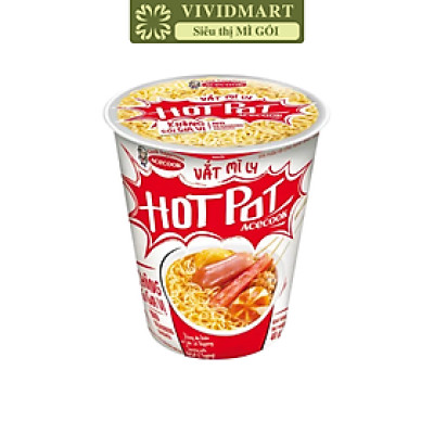 ACECOOK - Vắt mì ly Hot Pot Acecook không gói gia vị, Mì vắt HotPot không gia vị Acecook mì không gia vị (40g/ly)