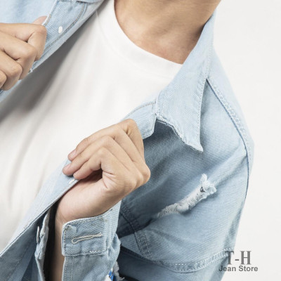 Áo khoác jean nam strange cao cấp, áo khoác bò cá tính