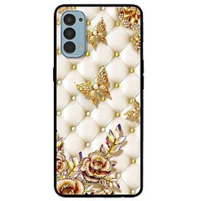 Ốp lưng dành cho Reno 4 mẫu Bướm Vàng Giả Da