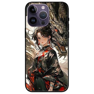 Ốp lưng dành cho Iphone 14 - 14 Plus - 14 Pro - 14 Pro Max - Cô Gái Và Rồng Đen - Hàng Chính Hãng