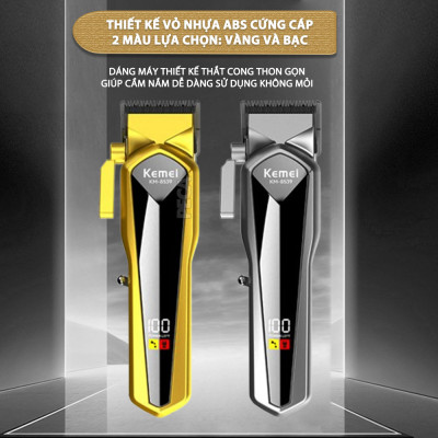 Tông đơ cắt tóc chuyên nghiệp Kemei KM-8539 lưỡi cắt mạ carbon công suất 5W tặng kèm áo choàng cắt tóc - Hàng chính hãng