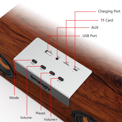 Loa di động Hộp âm thanh không dây bằng gỗ cổ điển siêu trầm âm thanh nổi TF Khe cắm Super TWS chống bụi