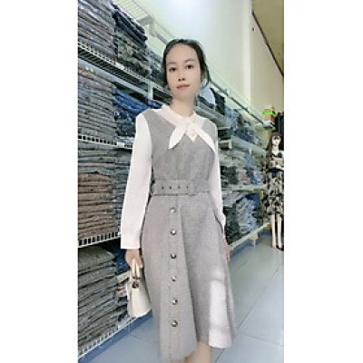 Đầm xòe kẻ sọc kèm belt thanh lịch cá tính myqlothing.
