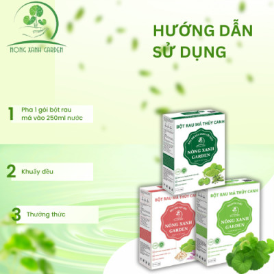 Nông Xanh Garden Combo 3 Hộp Bột Rau Má Thủy Canh Nguyên Chất + Đậu Xanh Cốt Dừa + Hạt Sen Hộp 15 gói hòa tan uống liền, dễ uống, thanh nhiệt, làm đẹp da