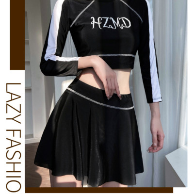 Bộ đồ bơi bikini kín đáo nữ hai mảnh đi tắm biển áo dài tay kèm váy - BB