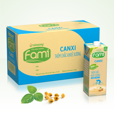 Thùng 10 Hộp Sữa đậu nành Vinasoy Fami Canxi (1000ml/Hộp)