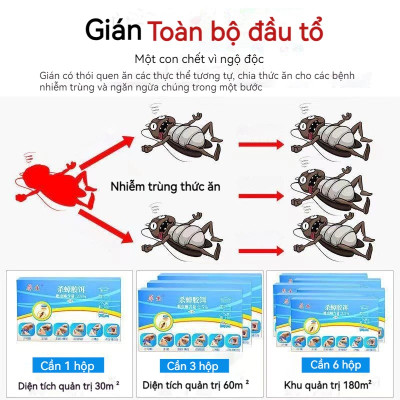 Combo 4 hộp thuốc diệt gián sinh học Housheng, diệt tận gốc tất cả các loại gián, hiệu quả, an toàn.