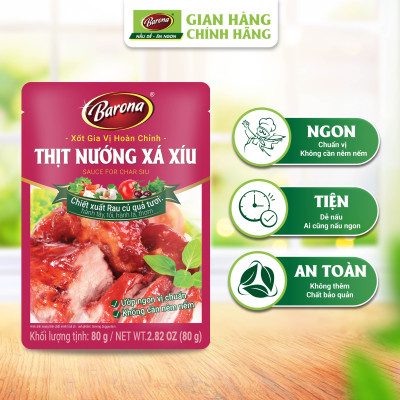 Combo 3 gói Xốt Gia vị hoàn chỉnh Barona - Thịt Nướng Xá Xíu 80gr