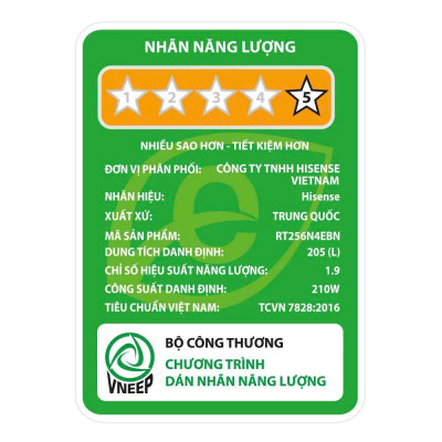 Tủ Lạnh Hisense Inverter 205 lít RT256N4EBN Tiết Kiệm Điện, Diệt Khuẩn Khử Mùi, Bảo Hành Chính Hãng 3 Năm - Hàng Chính Hãng