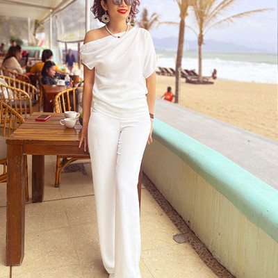 Áo Lệch Vai Camellia TOP165 Thời trang thiết kế Hity