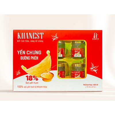 Yến Chưng Đường Phèn KHANEST - Hộp quà 6 hũ - Bồi Bổ Sức Khỏe
