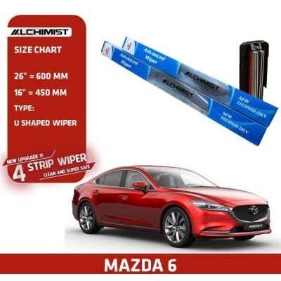 Gạt Mưa Xe Ô tô MAZDA Loại Silicon 4 Lưỡi Cao Cấp, Thiết Kế Thông Minh, Gạt Êm Và Sạch Hơn