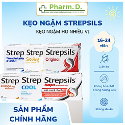 CHÍNH HÃNG Combo 3 Gói Kẹo Ngậm Ho Strepsils Nhiều Vị 24 viên 2vỉ x 8v Làm Dịu Cổ Họng Giảm Ho Kháng Khuẩn