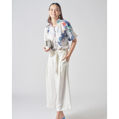 Áo Kiểu Lụa Kem Hoa AK466-KH