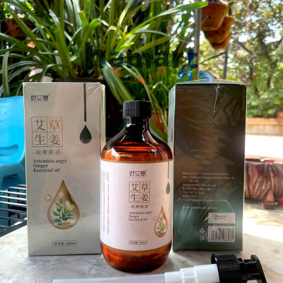 Dầu Massage Body 500ml Tinh Chất Gừng Ngải Cứu Spa Đông Y Cổ Vai Gáy Dưỡng Sinh Giảm Đau Xương Khớp