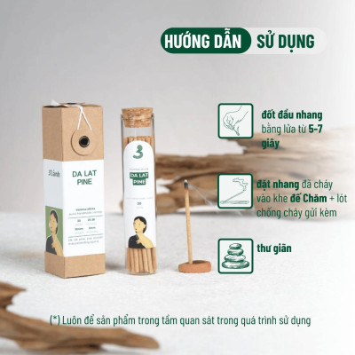 Nhang Thủ Công Thông Đà Lạt 3 Lành Hộp 30 Que 100 % Tự Nhiên Tặng Kèm Đế Chăm Không Hóa Chất Xông Thơm