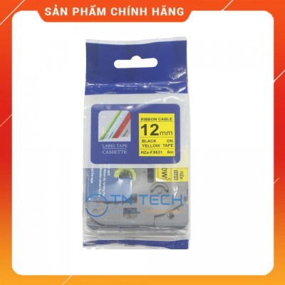 Nhãn In HZE-FX631 - Đen nền vàng 12mm x 8m - Dùng cho máy in BROTHER - AIMO - PUTY [Hàng nhập khẩu]