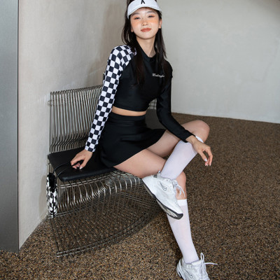 Bộ đồ bơi bikini kín đáo nữ hai mảnh đi tắm biển áo dài tay kèm váy - B34