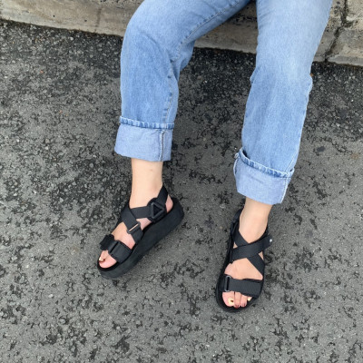 Giày Sandal Nữ The Bily 02W Quai Chéo Đôi - Màu Đen BL02WD