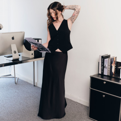 DOTTIE - Áo gi lê dáng Tailored - Đen - T1087