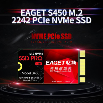 EAGET S450 SSD M.2 PCIe NVMe Solid State Drive High Speed Transmission Compact Slient Shockproof SSD for PC Laptop 1TB
