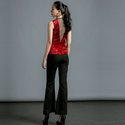 Áo Thắt Eo Áo Peplum Nhung Thời trang thiết kế Hity TOP123 (Đỏ Auburn)