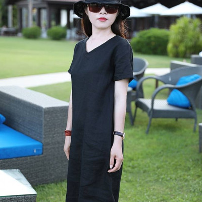 Đầm đũi suông nữ cổ tim ngắn tay, form suông thiết kế đơn giản dễ mặc Haint Boutique Da196