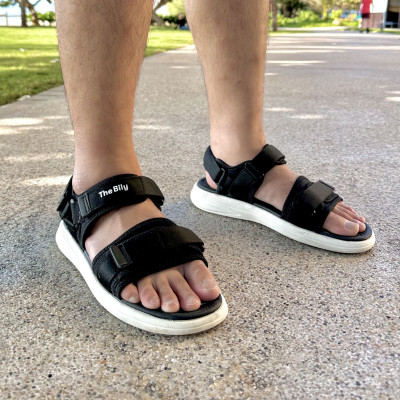 Giày Sandal Nam Nữ Unisex The BiLy Quai Ngang Dây Dù Đế Phylon Siêu Êm Nhẹ Màu Đen-BL10