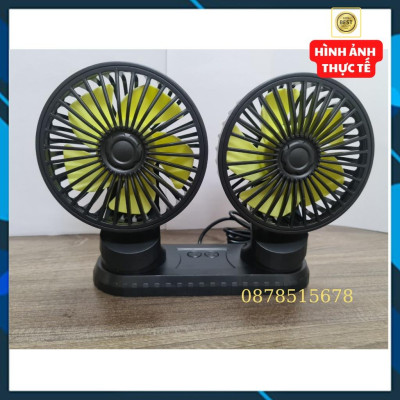 Quạt đôi mini công suất lớn dùng xe 12v, 24v xoay 360 tiện ích trên ô tô, xe hơi - hàng cao cấp