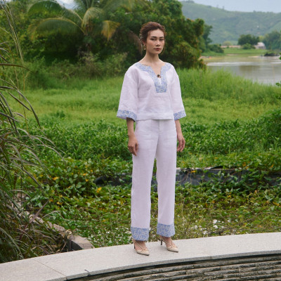 Áo Linen Thêu Thảo TOP233 thời trang thiết kế Hity