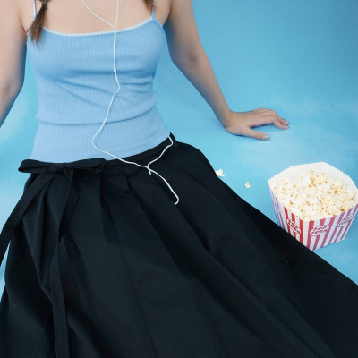 DOTTIE - Váy midi dập ly - Đen - S0289