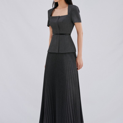 Chân váy chữ A xếp ly quạt Daria thiết kế cao cấp WHITE CHIC