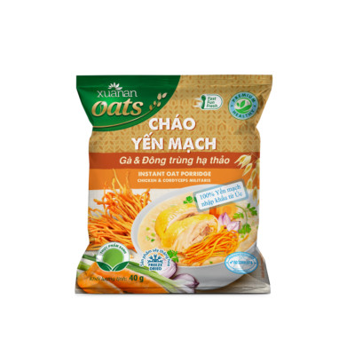 Combo 6 Gói Cháo Yến Mạch Thịt Gà & Đông Trùng Hạ Thảo Xuân An 40G (Tặng Kèm 1 Gói)