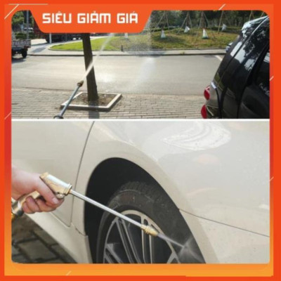 Bộ dây vòi xịt nước rửa xe, tưới cây . tăng áp 3 lần, loại 7m, 10m 206701-3 đầu đồng, cút,nối vàng+ tặng mở chai