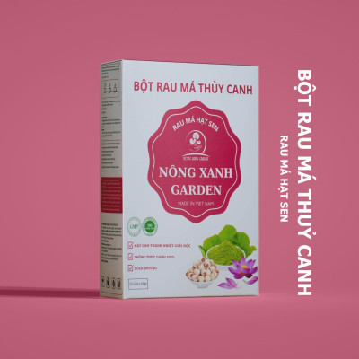 Nông Xanh Garden Bột Rau Má Thủy Canh Hạt Sen Hộp 15 gói (10gr/1 gói) hòa tan uống liền, dễ uống, thanh nhiệt, mát gan, làm đẹp da