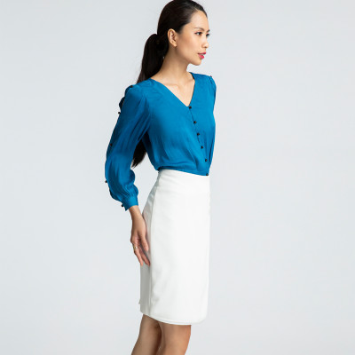 Chân Váy Ôm Công Sở Chân Váy Đắp Vạt Thời trang thiết kế Hity SKI029 (Trắng Kim Cương)