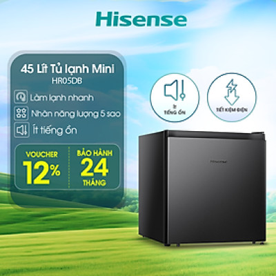 Tủ lạnh Mini Bar Hisense 45 Lít HR05DB tiết kiệm điện, thiết kế gọn nhẹ, bảo hành 24 tháng - HÀNG CHÍNH HÃNG