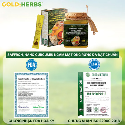 Hàng chính hãng - Saffron Nano Curcumin ngâm mật ong rừng, 100% mật ong nguyên chất – Hũ 300g/ Hộp 15 gói