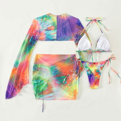 Set Bikini 3 mảnh cao cấp kèm khăn quấn đi biển đi du lịch