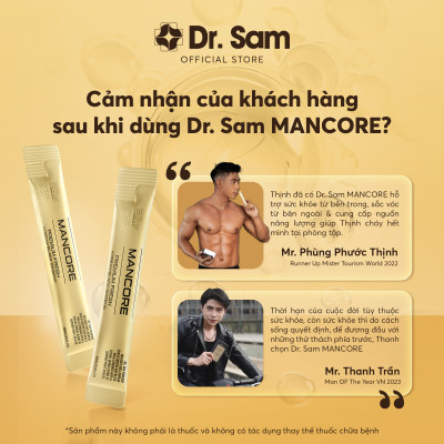Hộp quà tặng 2 Hộp lớn - Nước uống Dr. Sam MANCORE & youthology bổ sung năng lượng, duy trì sức bền - 60 gói x 10ml